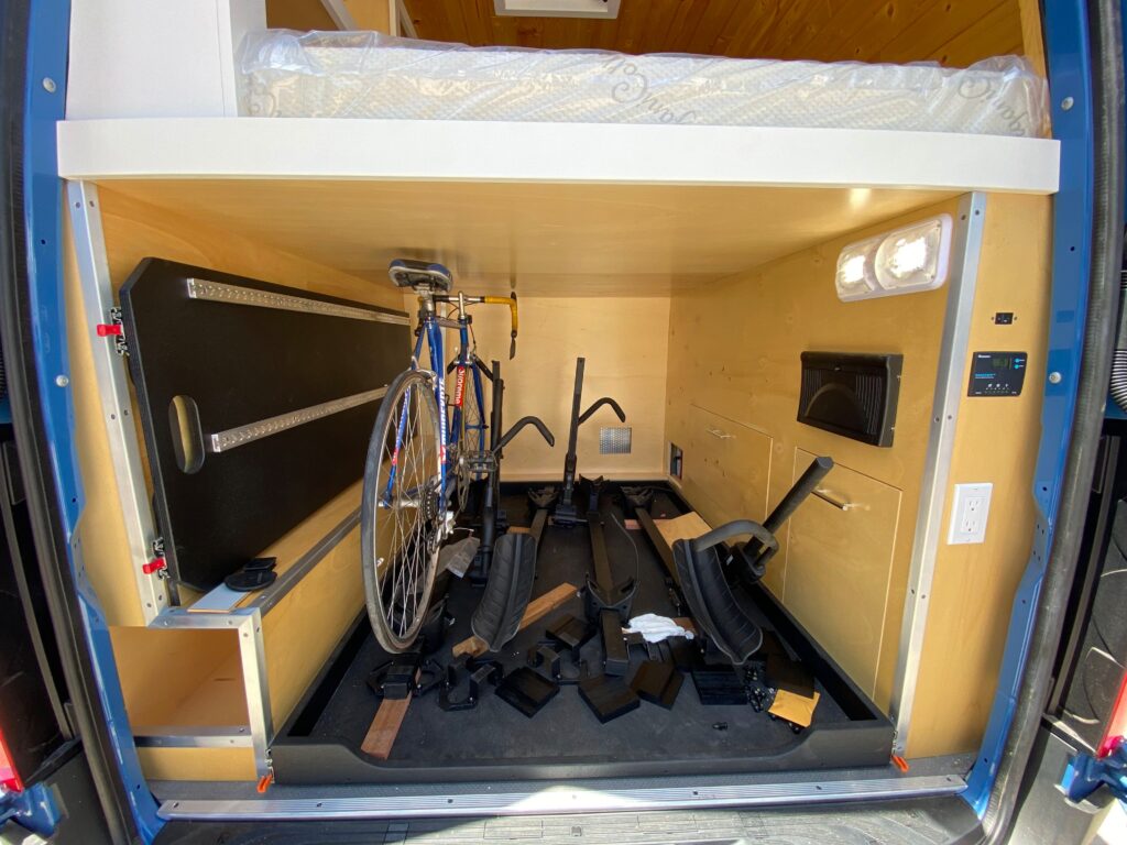 A close-up shot of the cycle parked in the Camper unit