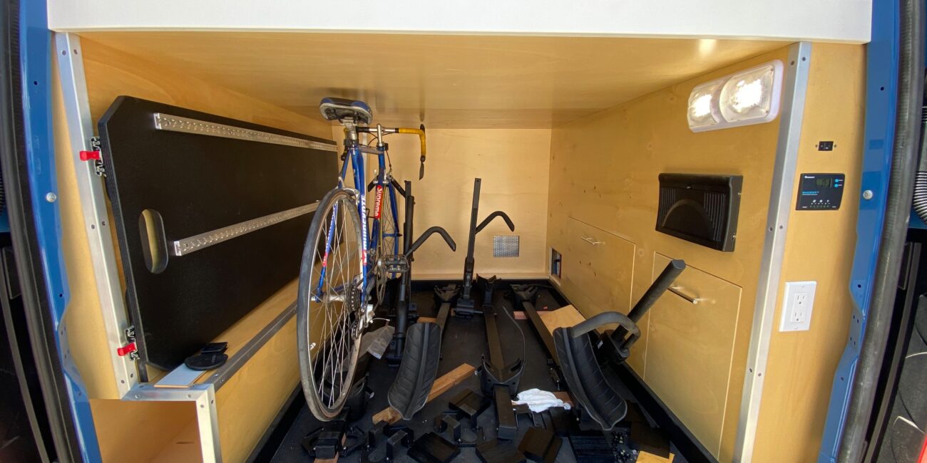 A close-up shot of the cycle parked in the Camper unit