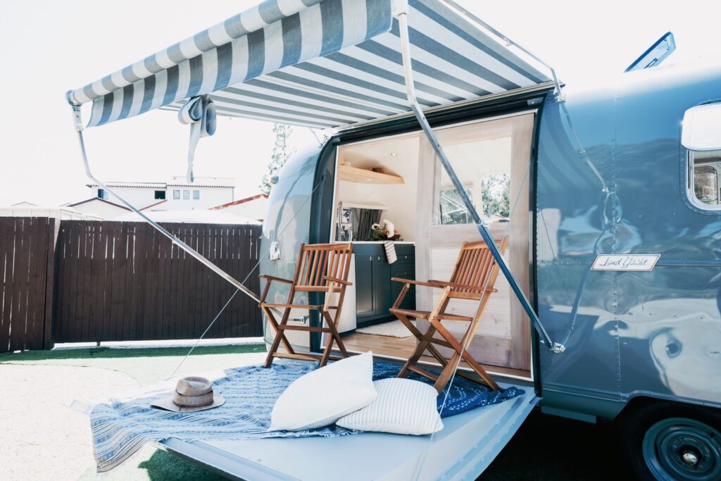 Airstream an off grid home with a fold out deck