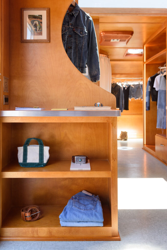 Wooden storage Space inside the Ford Camper Van